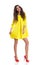 Cheerful Woman In Yellow Mini Dress