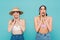 Cheerful women in tops, sun hat