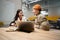 Cheerful young company employees communicating in meeting room