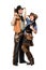 Cheerful young cowboy and cowgirl