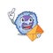 Cheerfully basophil cell mascot design with envelope