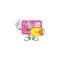 Cheerfully pink love coupon mascot design with envelope
