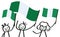 Cheering crowd of happy stick figures with Nigerian national flags, smiling Nigeria supporters, sports fans