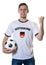 Cheering german soccer fan with ball