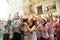 Cheering people at San Fermin feast