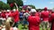 Cheering Red Shirted Fans at the Rally