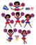Cheerleadears Team Of Girls .Cheerleading Uniform red blue vector illustration
