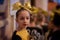 Cheerleader. cheerleader girl of 9 years in anticipation of a sports performance. The girl is a sporewoman