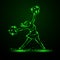 Cheerleader dances with pom poms. Green neon cheerleading illustration.