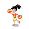 Cheerleader girl cartoon vector illustration on white background. Red yellow female sportswear