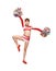 Cheerleader girl with pompoms dances