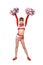 Cheerleader girl raised hands up