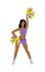 Cheerleader Girl in Violet and Yellow Uniform