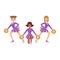 Cheerleader girls with pompoms dancing to support football team during competition. Colorful cartoon character vector