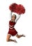 Cheerleader with Pompoms on White