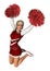 Cheerleader with Pompoms on White