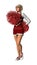 Cheerleader with Pompoms on White