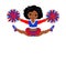 Cheerleader in red blue uniform with Pom Poms