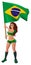 Cheerleader woman with flag of Brazil