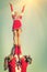 Cheerleaders in action on a vintage filtered look