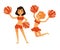 Cheerleaders girls with cheerleading garment accessory vector flat isolated icons