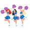 Cheerleaders Girls Dancing With Pompoms Vector
