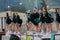 Cheerleaders at high school football game