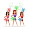 Cheerleaders team flat vector illustration