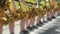 Cheerleaders teenagers dressed in yellow costumes