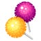 Cheerleaders yellow and purple pom poms on stick vector illustration