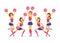 Cheerleading team - modern cartoon people characters illustration