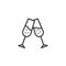 Cheers champagne glasses line icon