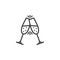 Cheers champagne glasses line icon