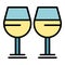 Cheers holiday glasses icon color outline vector