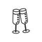 Cheers,wine glasses vector line icon, sign, illustration on background, editable strokes