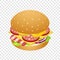 Cheesburger icon, isometric style