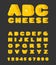 Cheese ABC. cheesy font. Food alphabet. Yellow letters milk prod