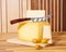 Cheese Aperitif White Cheddar Yellow Gouda Walnut Maple Wood Chopping Block