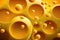 Cheese background. Yellow cheese bubbles. Cheesy background. Generative ai