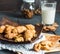 Cheese bagels biscuits from short pastry rolls, milk, dessert