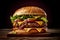 Cheese burger - American cheese burger with beef, tomato, onion, lettuce and mayonnaise.