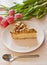 Cheese cake decorated with carmel and peanuts