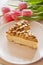 Cheese cake decorated with carmel and peanuts