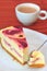 Cheese cake with raspberry cream and cappuccino