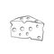 Cheese clipart vector illustration black outline