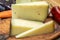 Cheese collection, aged hard Italian sheep cheese black pecorino from Sicily island or pecorino nero di Sicilia