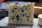 Cheese collection, French semi hard Roquefort blue cheese made from sheep milk in region Roquefort-sur-Soulzon, France