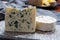 Cheese collection, French semi hard Roquefort blue cheese made from sheep milk in region Roquefort-sur-Soulzon, France