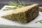 Cheese collection, one piece of Spanish manchego sheep cheese with rosemary herb