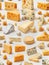 Cheese collection, piece of gouda cheese with blue mold and nuts close up- AI Generated